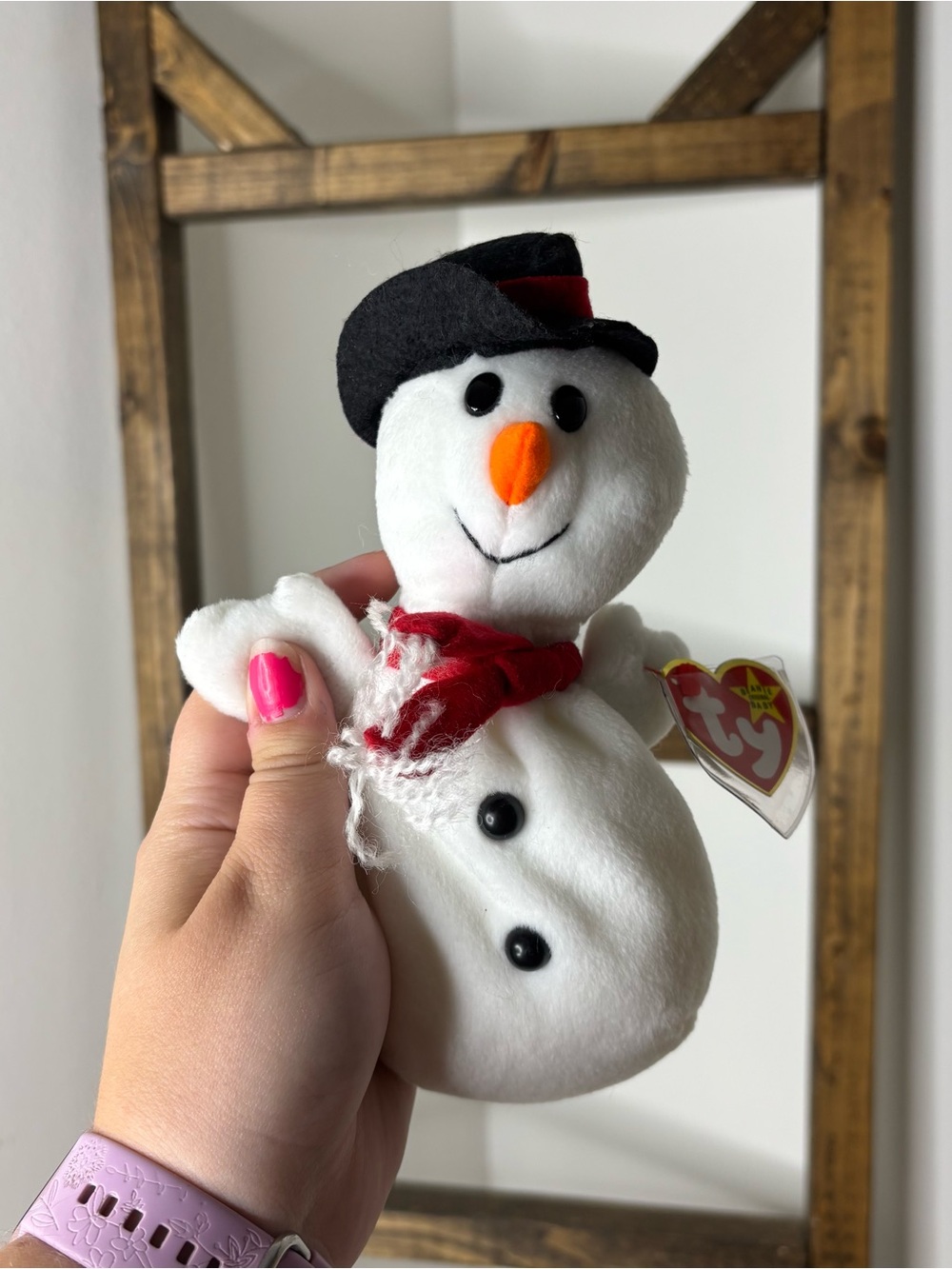 Ty Snowball Beanie Baby Plush Snowman